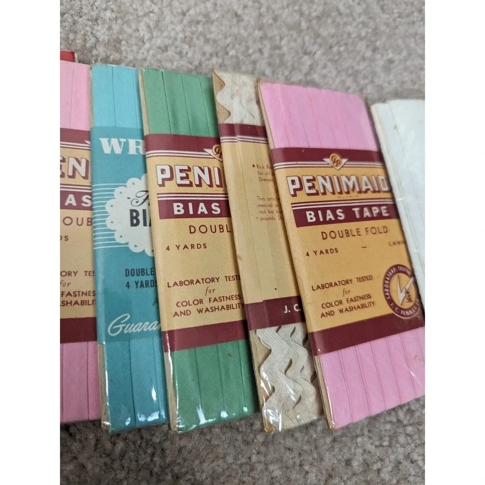 Vtg Sewing Lot Talon Zippers Penimaid Bias Tape Multicolor NEW‎ OLD STOCK
